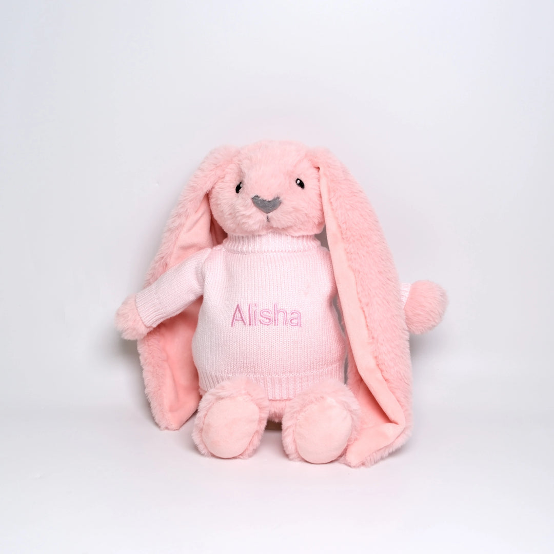 Pink Twinkle Bunny with personalised jumper