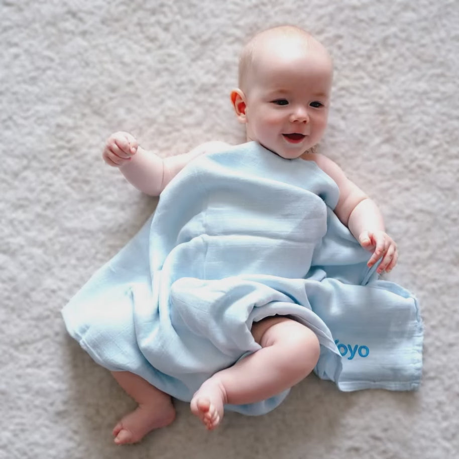 Baby covering in Blue Bamboo Swaddle