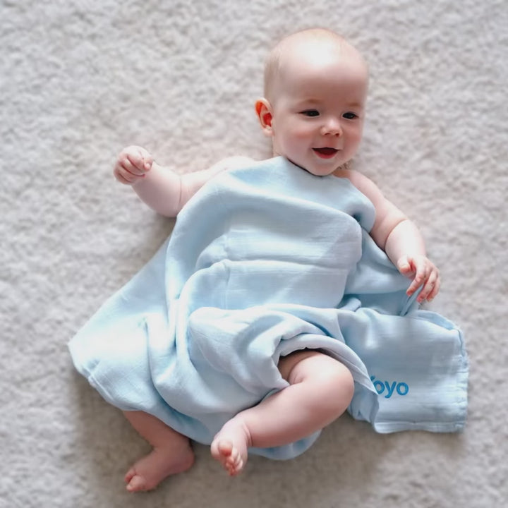 Baby covering in Blue Bamboo Swaddle