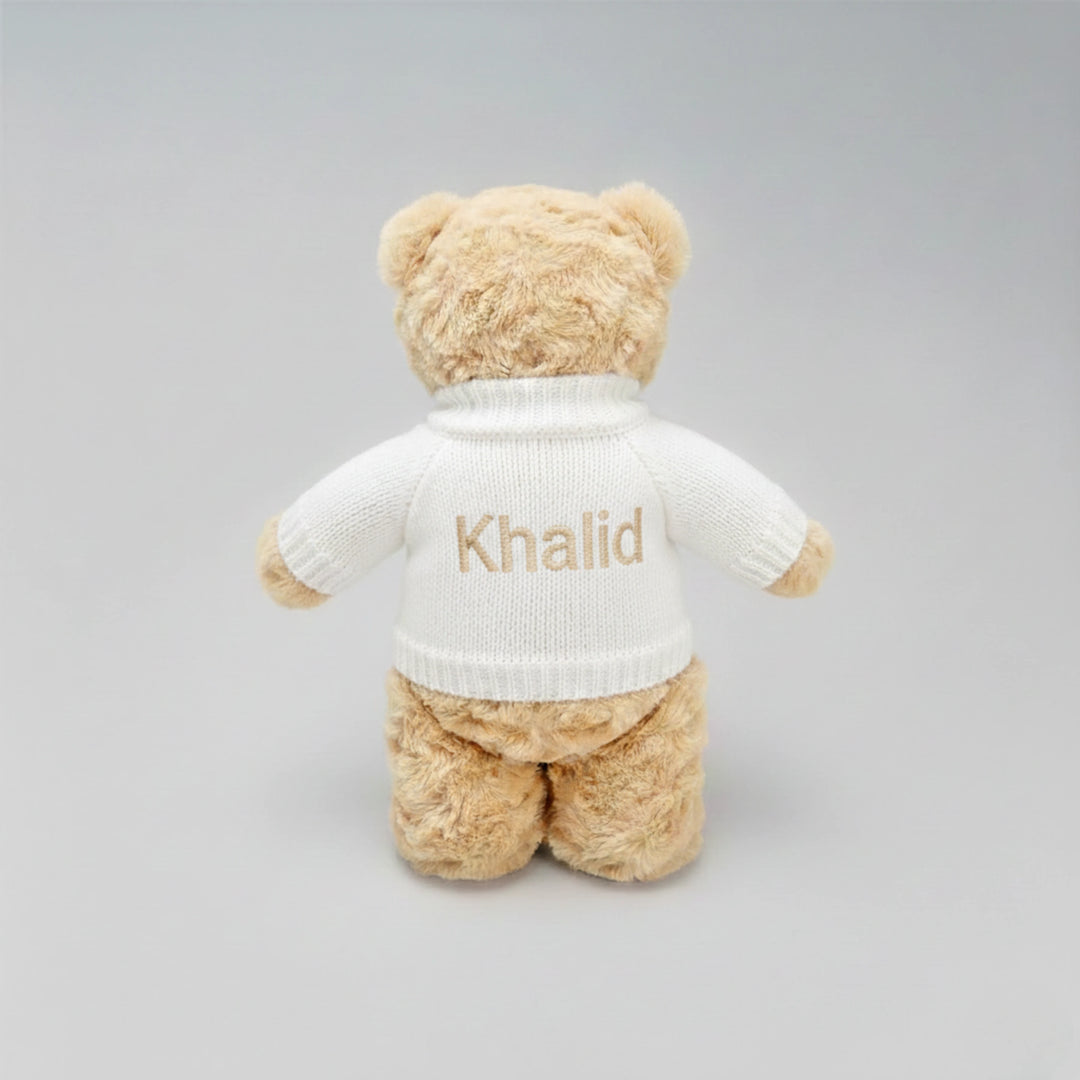 Cute festive teddy bear for infants with “My 1st Eid” personalised clothing.