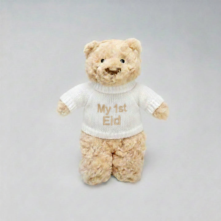“My 1st Eid” teddy bear with personalised jumper for babies’ first celebration.