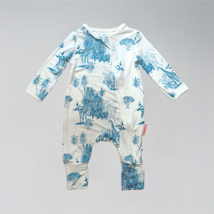 Little Noah Bamboo Safari Sleepsuit - Blue 