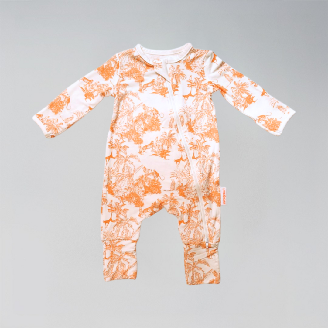 Little Noah Bamboo Safari Sleepsuit - Orange