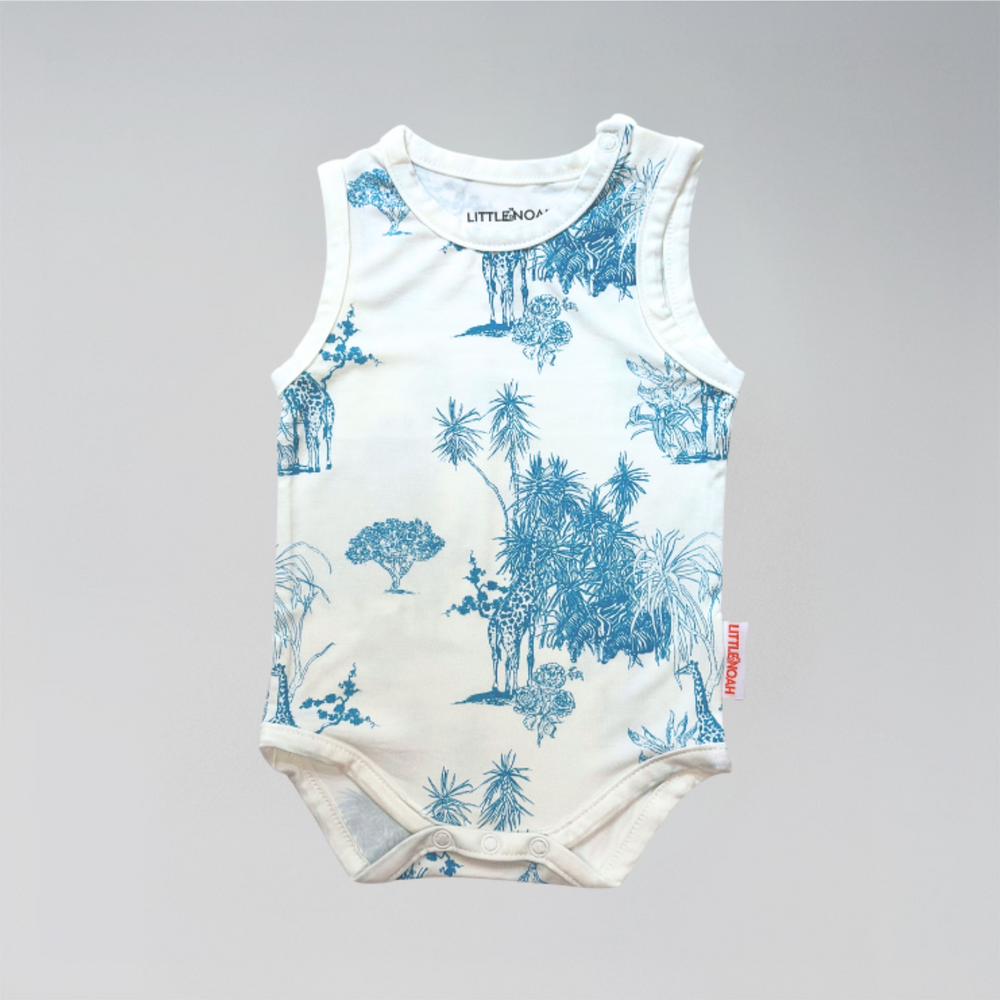 Little Noah Bamboo Safari Sleeveless Romper - Blue