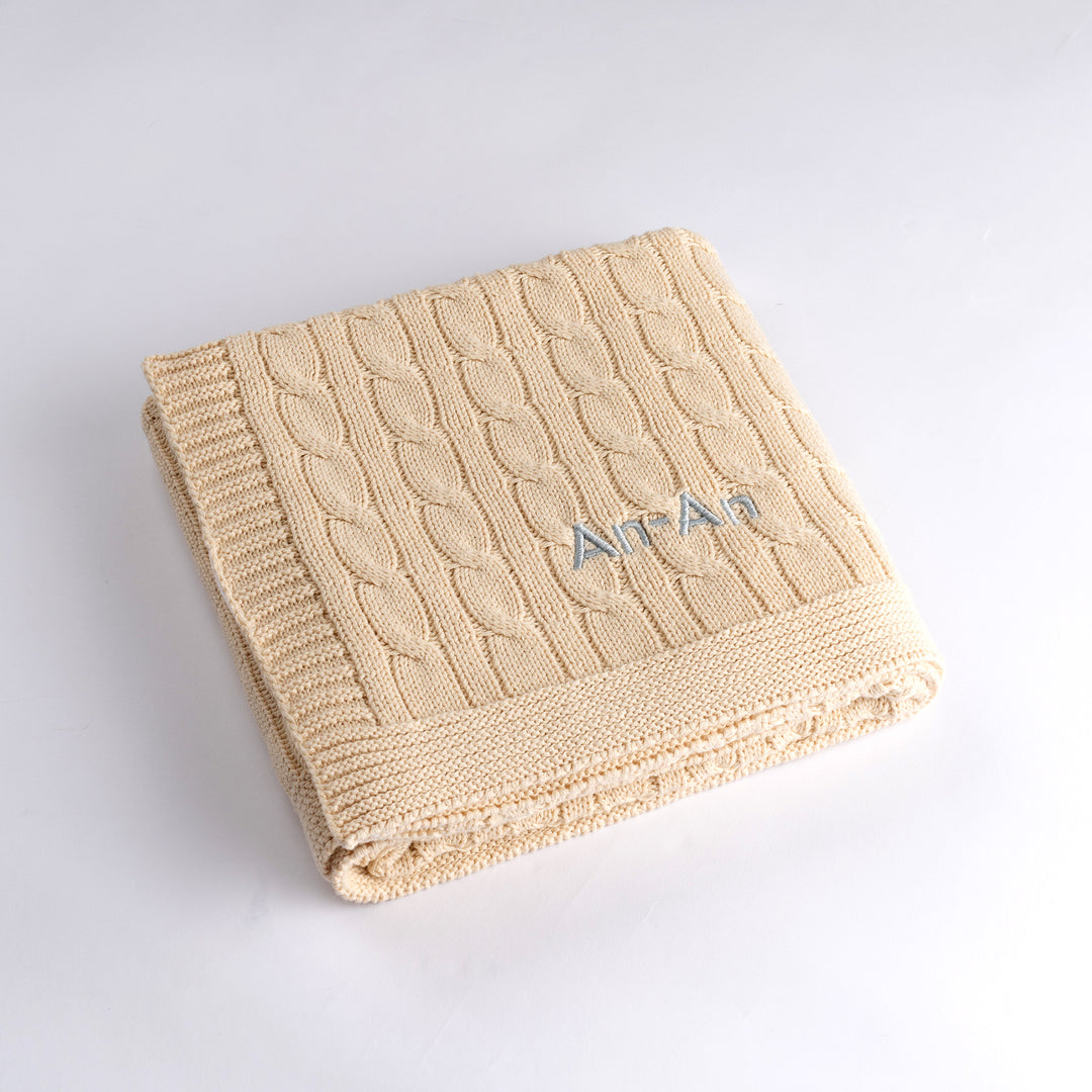 personalised Cream Cable Knit Blanket