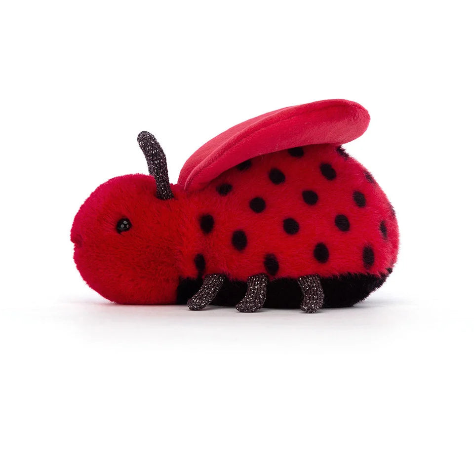 Jellycat Loulou Love Bug Red Plush Toy with Black Spots – Side View