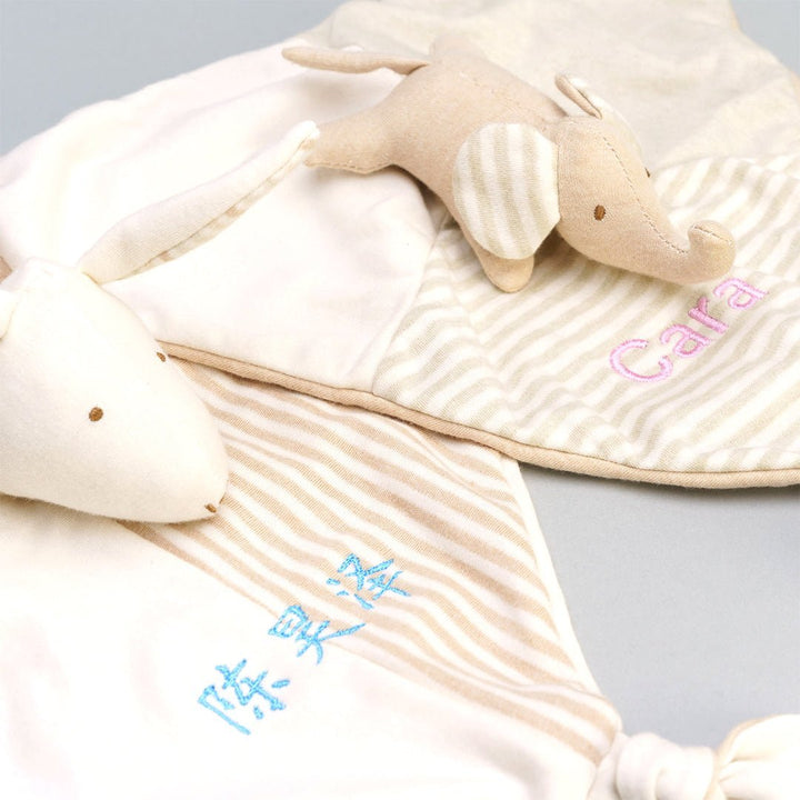 Personalised baby comforters with soft toys