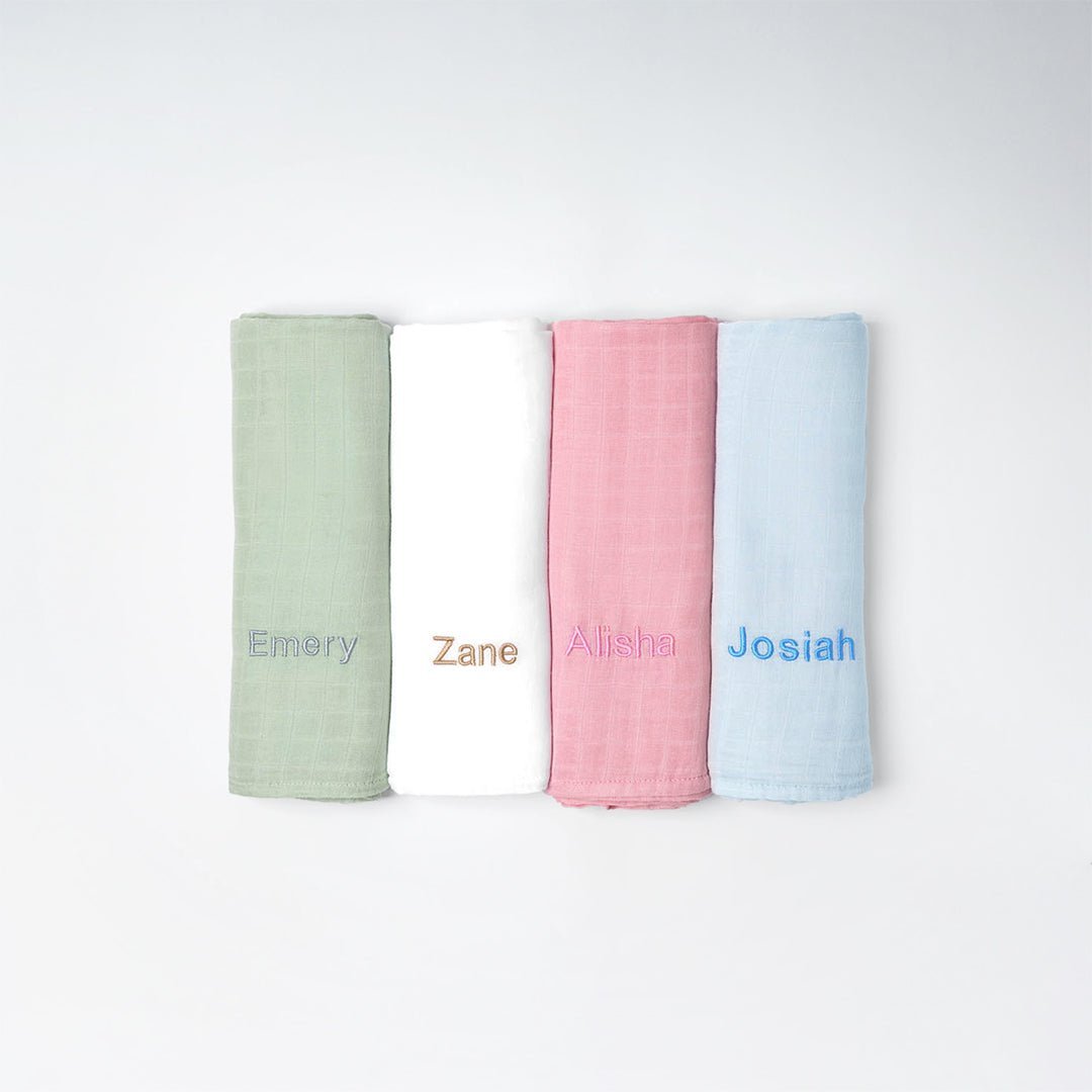 Personalised Bamboo Baby Swaddle in 4 colours