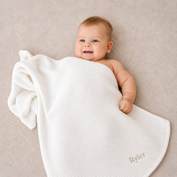 Personalised Bamboo Cellular Blanket - White