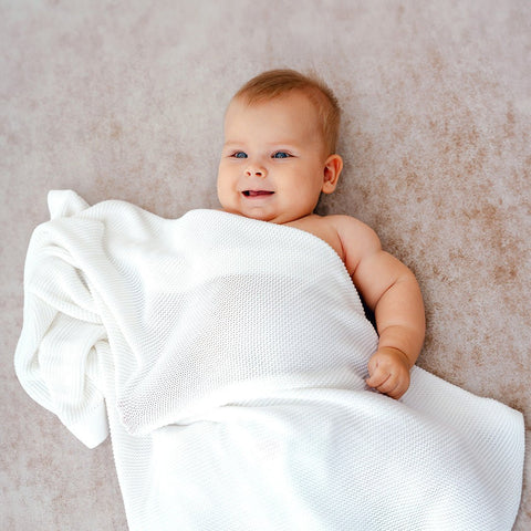 Personalized Bamboo Cellular Blanket - White
