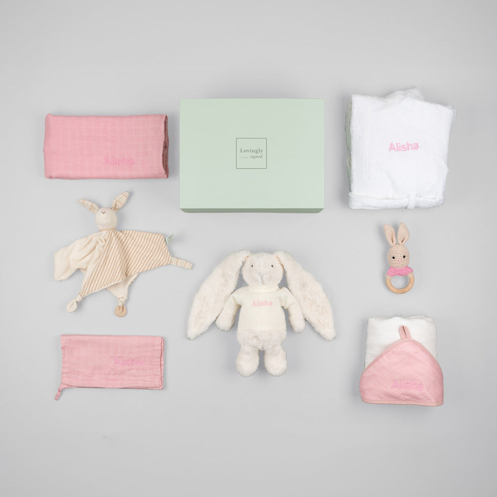 Bamboo bunny bliss gift set in pink