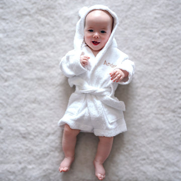 Personalised Bamboo Towelling Robe - White