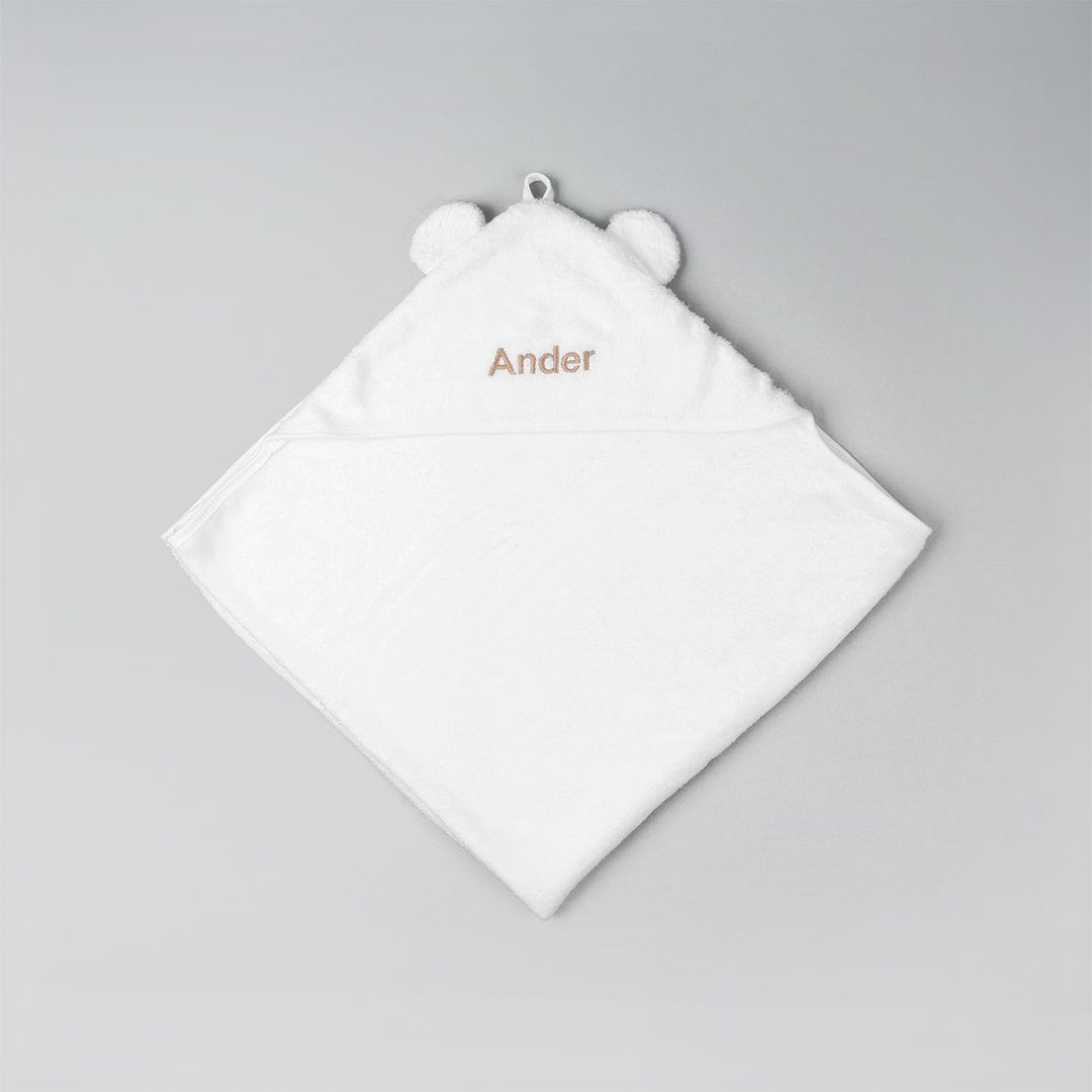 Personalised White Bamboo Hooded Towel with Ears