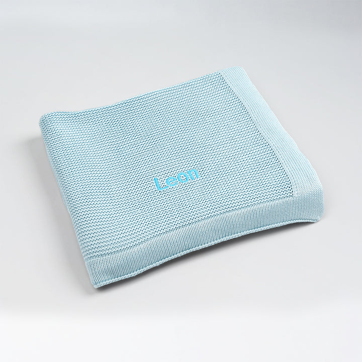 personalised blue bamboo blanket