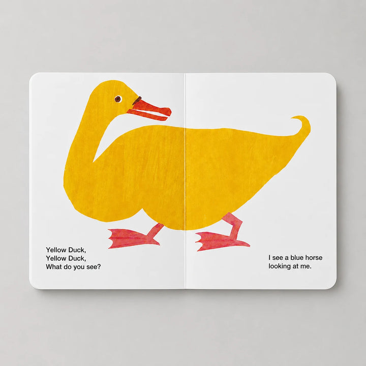 Brown Bear, Brown Bear, What Do You See? Board Book Open to Yellow Duck Illustration