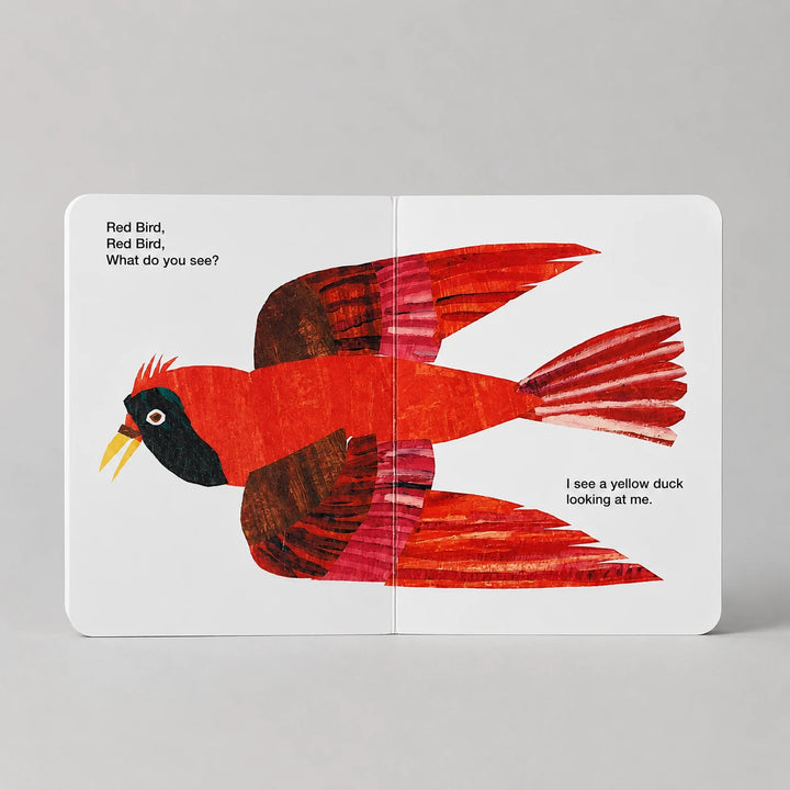 Brown Bear, Brown Bear, What Do You See? Board Book Open to Red Bird Illustration