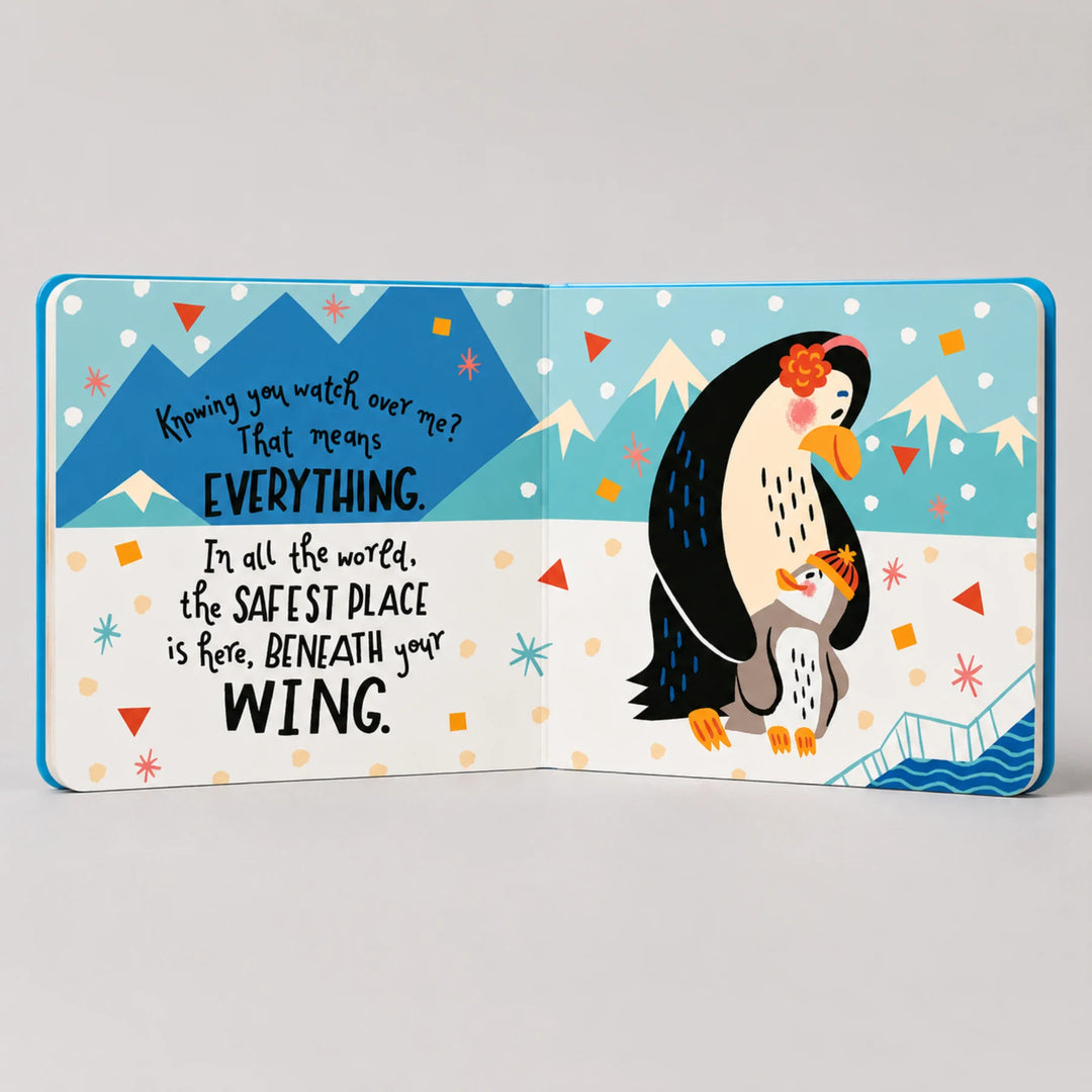 I Love You, Dad Board Book Open to Penguin Parent and Child Illustration