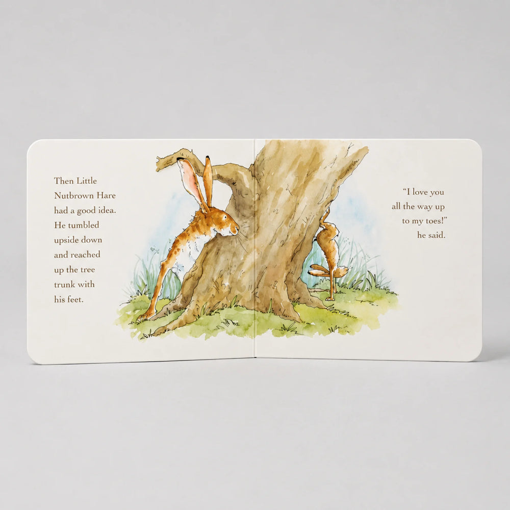 Guess How Much I Love You Board Book Open to Little Nutbrown Hare Illustration