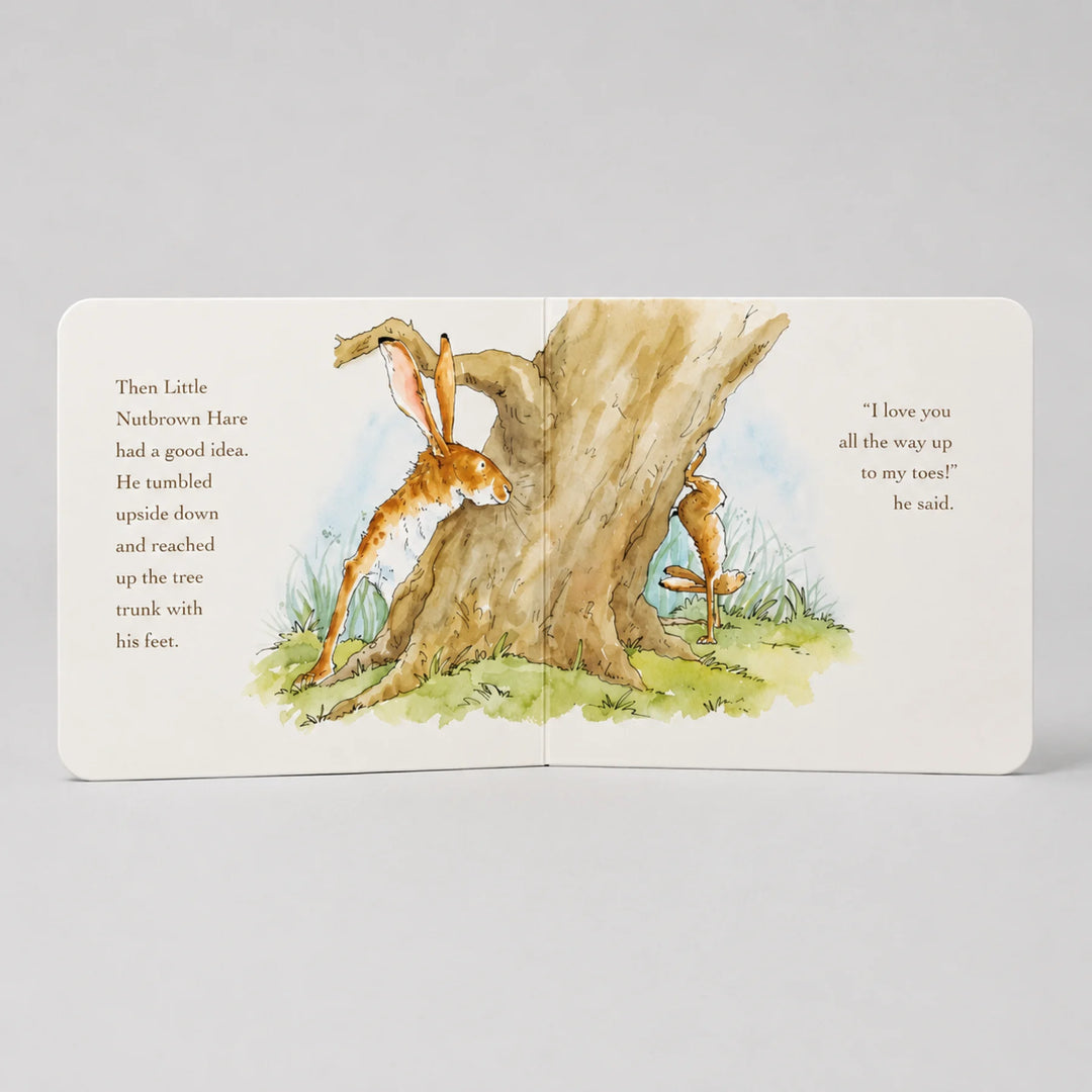 Guess How Much I Love You Board Book Open to Little Nutbrown Hare Illustration