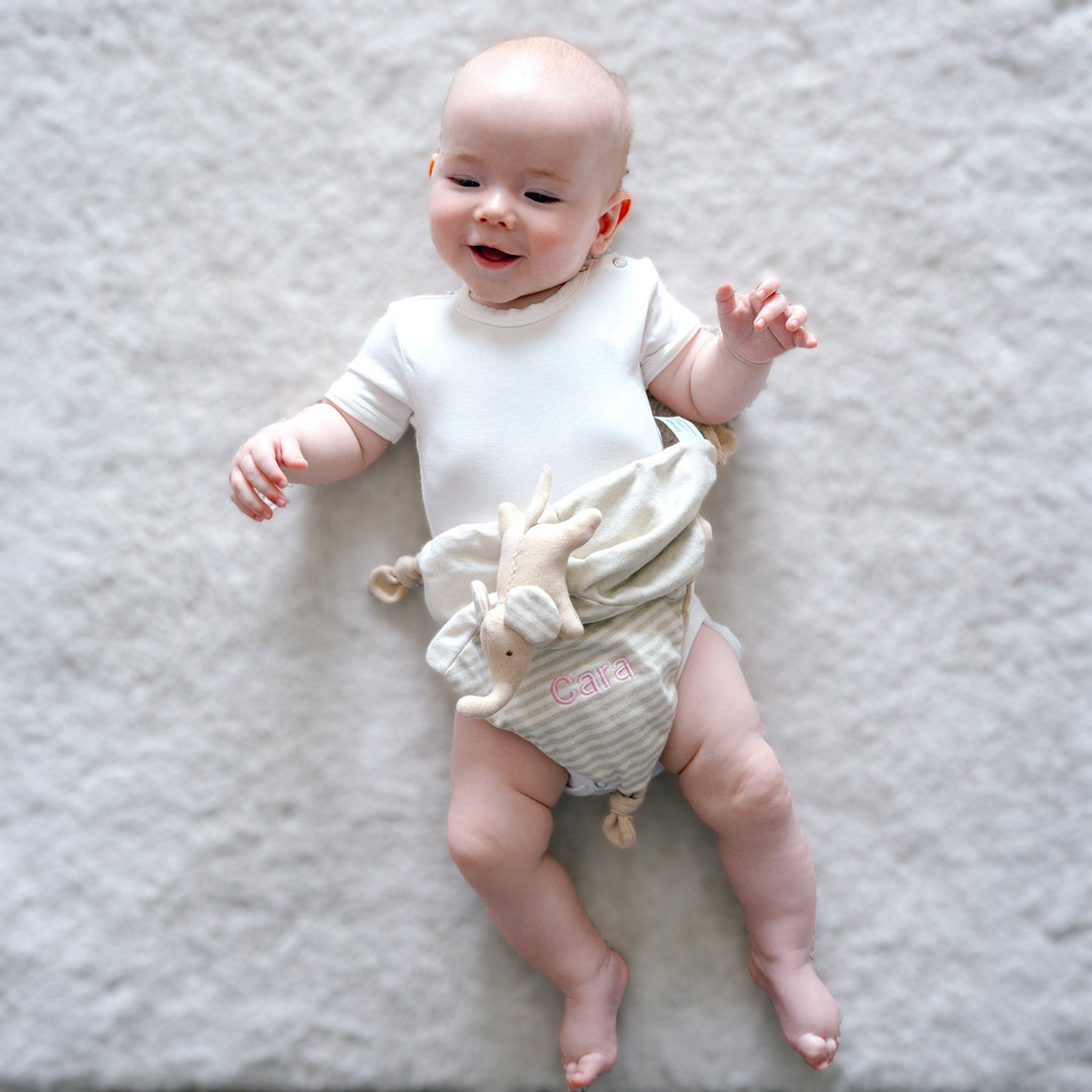 Baby with Elephant Comforter