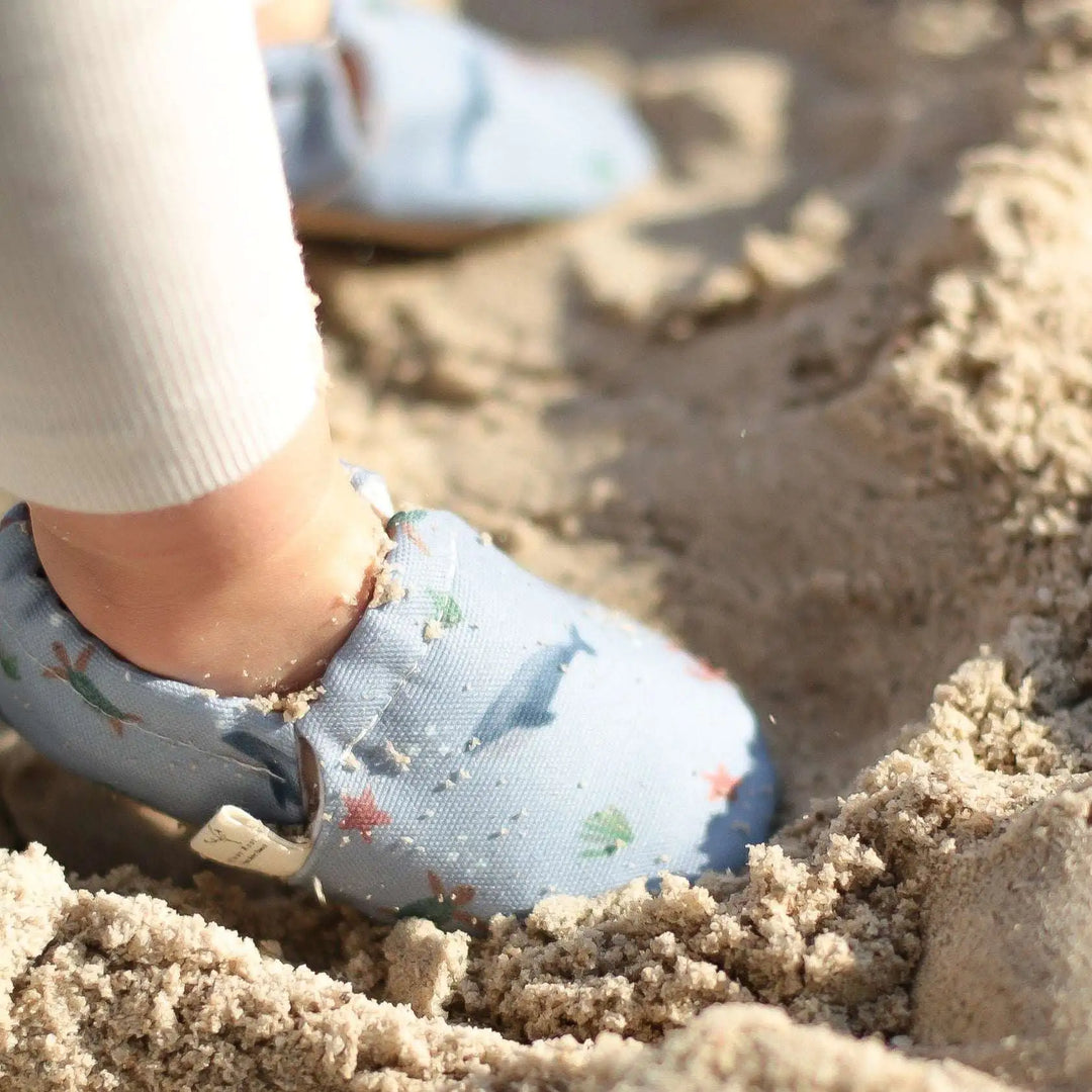 Toddler wearing Cosy Roots Vegan Shoes - Sea Buddies