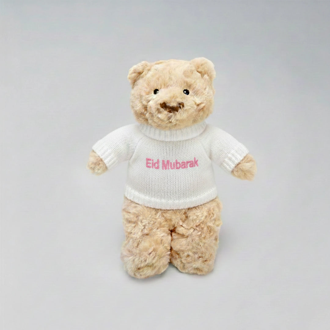 Soft Toys For Newborns: "Eid Mubarak" Teddy Bear Eid Gift | Personalised Jumper Lovingly Signed UAE
