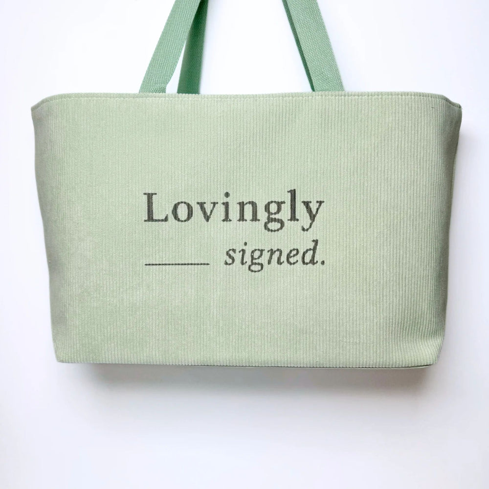 Lovingly Signed personalized gift tote bag – reusable canvas bag perfect for baby gifts, essentials, or keepsakes