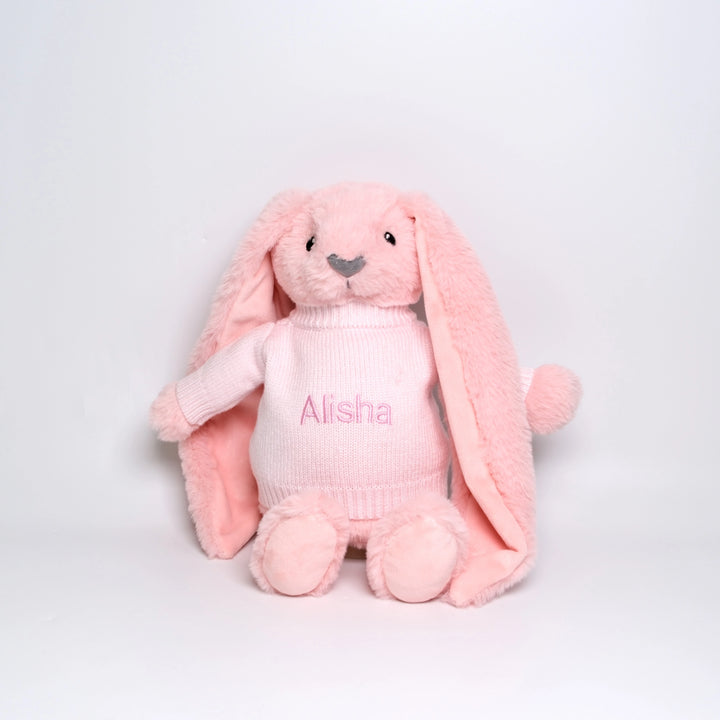 Pink Twinkle Bunny with personalised jumper