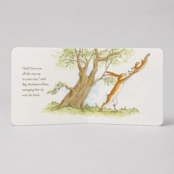 Guess How Much I Love You Board Book Open to Big Nutbrown Hare and Little Nutbrown Hare Illustration