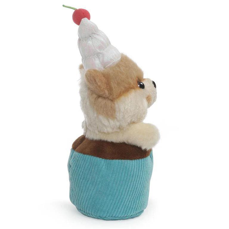 GUND Itty Bitty Boo Cupcake Dog Plushie in Blue Cupcake Costume with Cherry Topper