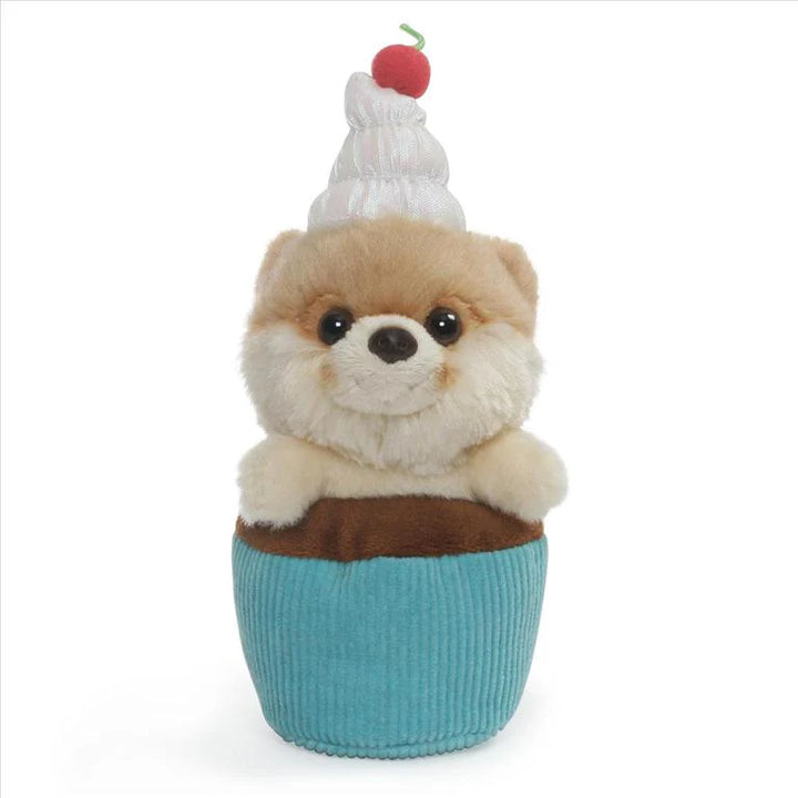 GUND Itty Bitty Boo Cupcake Dog Plushie Front View in Blue Cupcake Costume