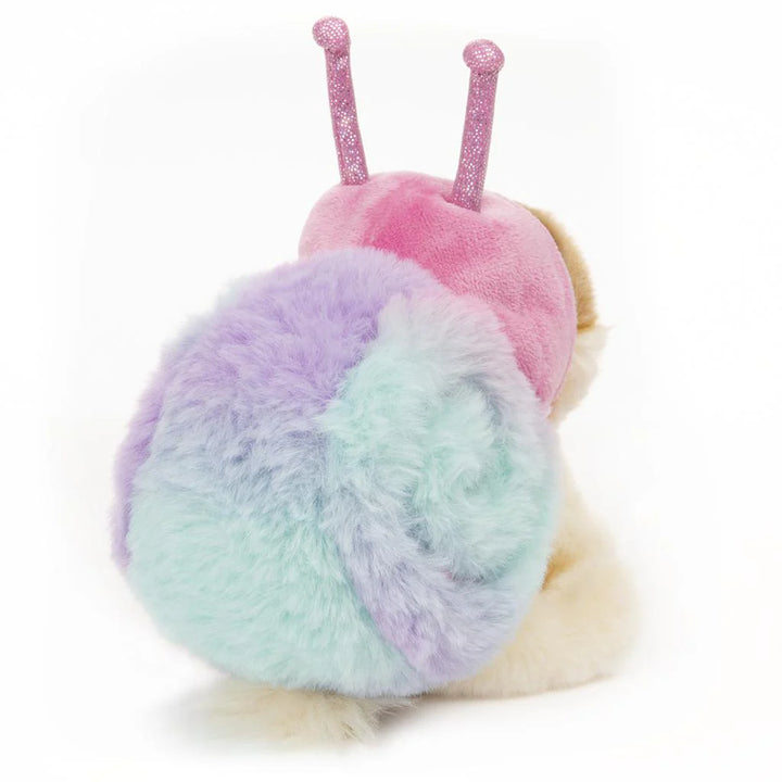 GUND Itty Bitty Boo Snail Dog Plushie with Pastel Spiral Shell and Pink Antennae
