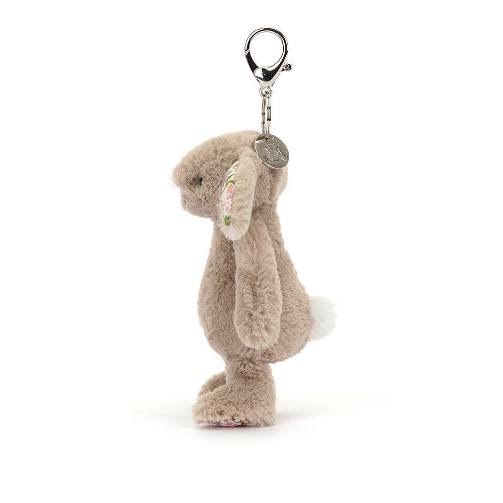 Side view of Jellycat Beige Petal Bunny Key Chain
