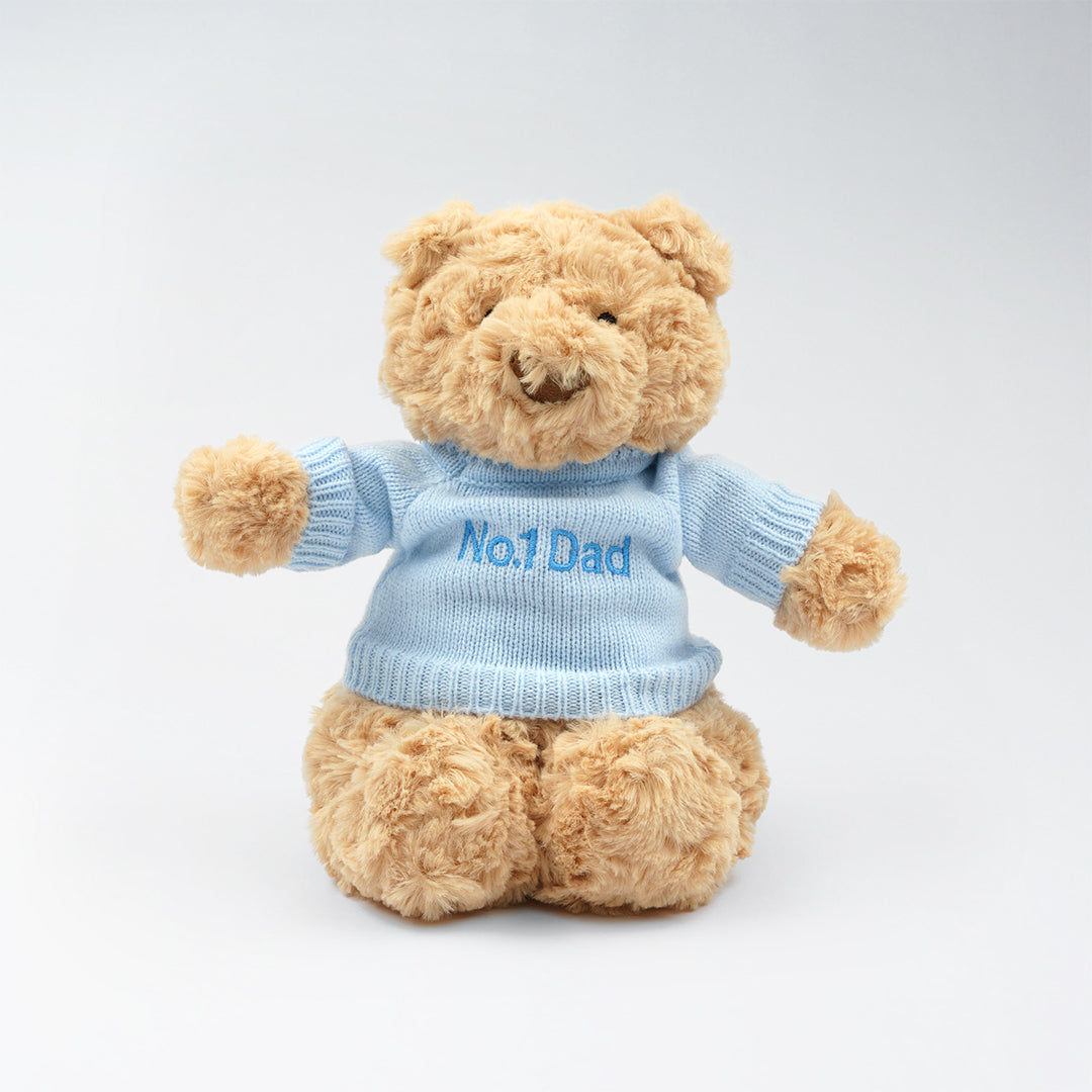 Hugsy Bear , Soft Toy in No.1 Dad Customised Message