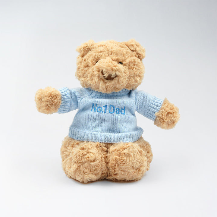 Hugsy Bear , Soft Toy in No.1 Dad Customised Message