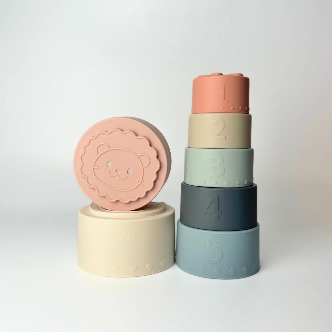 Colourful rainbow silicone stacking toy for babies and toddlers – safe, BPA-free, and educational