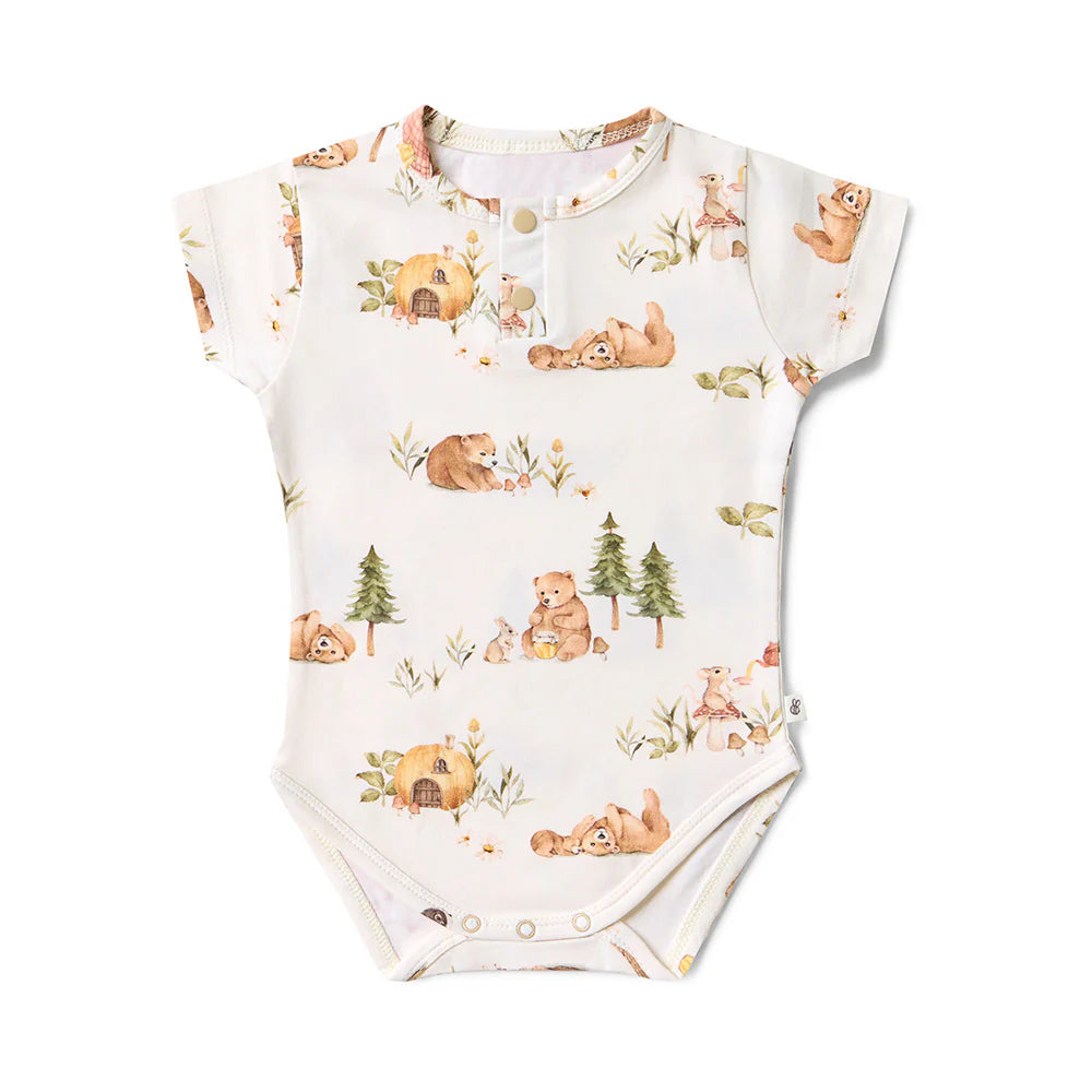 Snuggle Hunny Bears Short Sleeve Organic Bodysuit