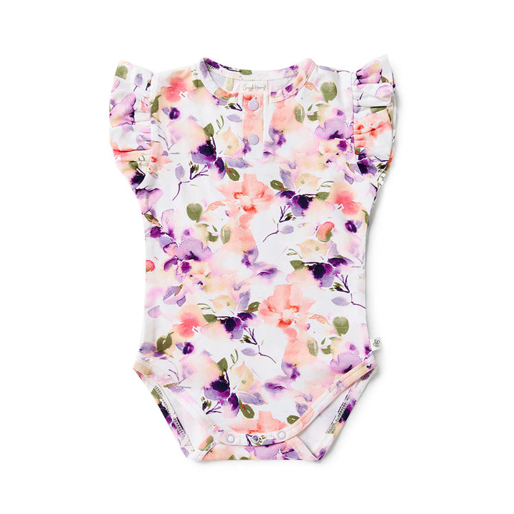 Snuggle Hunny Blushing Beauty Short Sleeve Organic Bodysuit with Frill