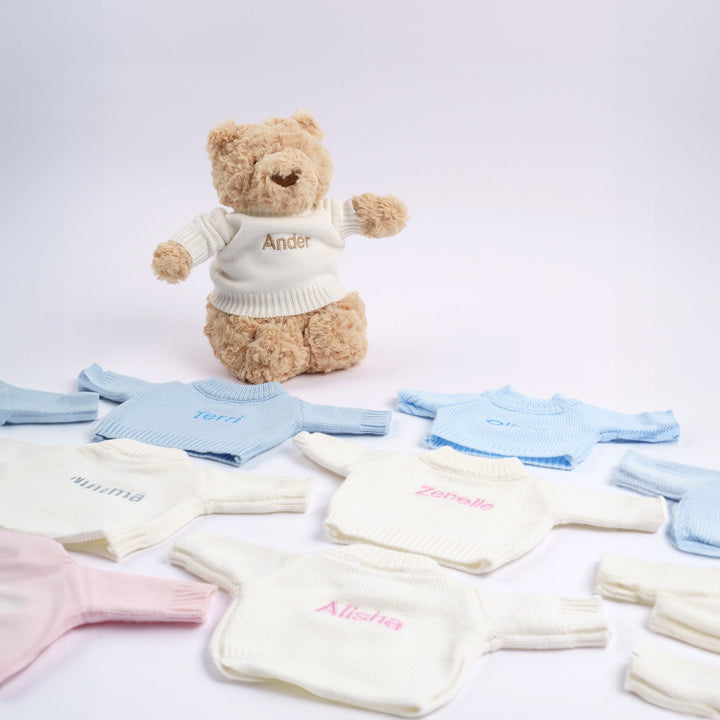 Hugsy Bear in personalised jumper