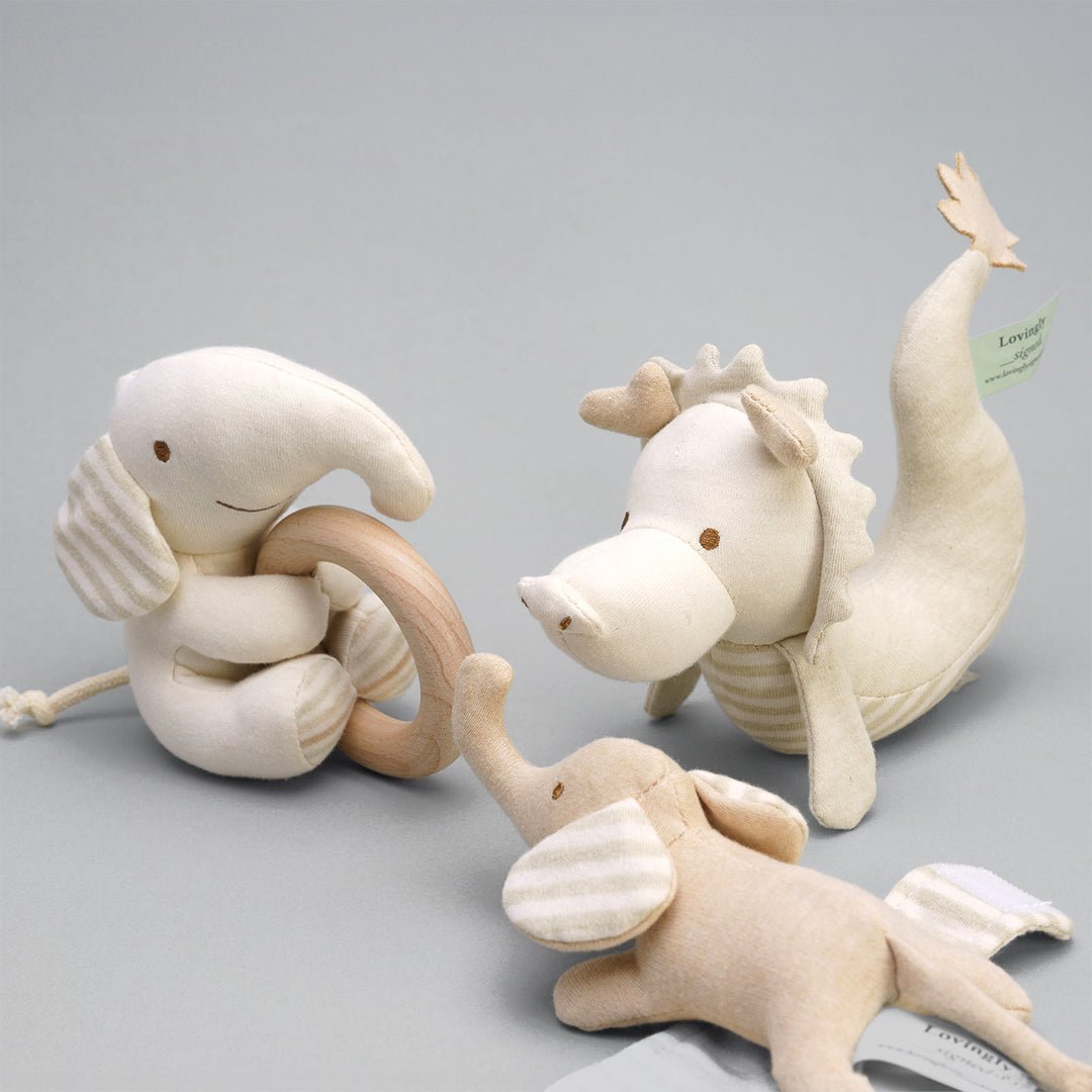 Soft baby toys including elephant and dragon