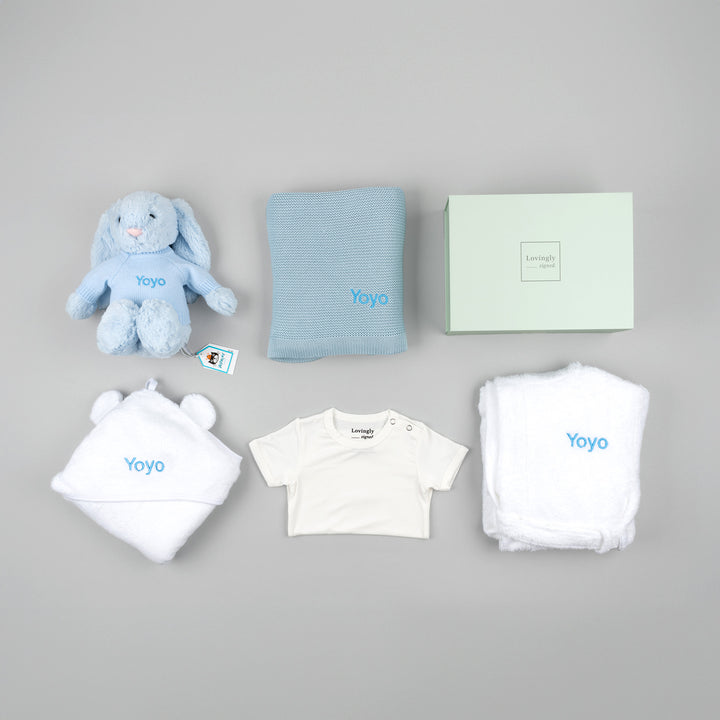 Personalized Super Luxe Baby Boy Gift Hamper