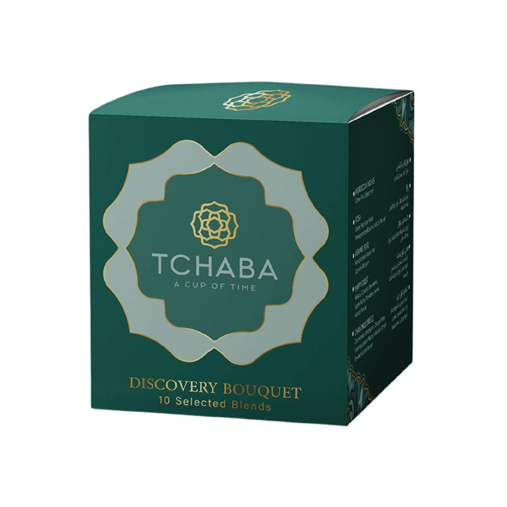 Tchaba tea discovery bouquet packaging on a white background