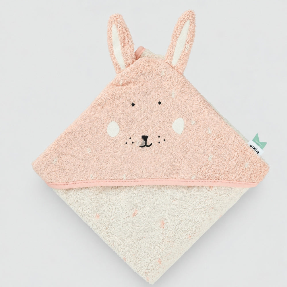 Personalised Trixie Bunny hooded towel with Ava embroidered, thoughtful baby gift UAE