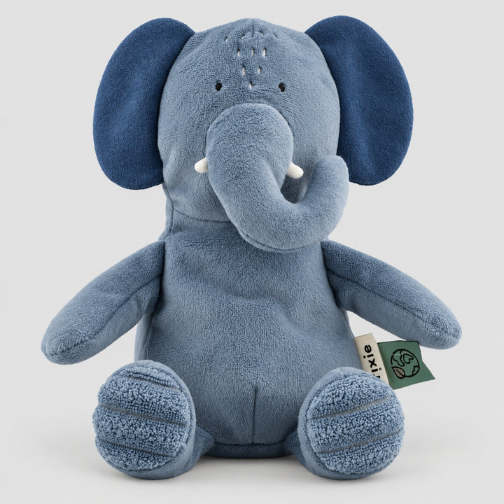 Trixie Elephant soft toy in blue with large ears and long trunk, baby gift UAE