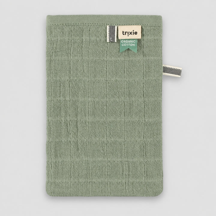 Trixie organic cotton muslin cloth in sage green, soft and breathable baby essential UAE