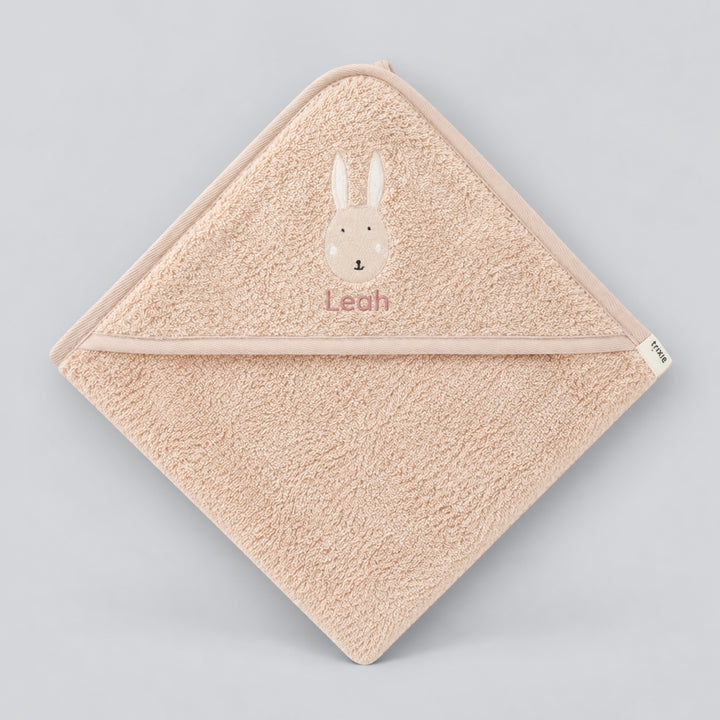 Personalised Trixie Rabbit hooded baby towel with Leah embroidered, baby gift UAE